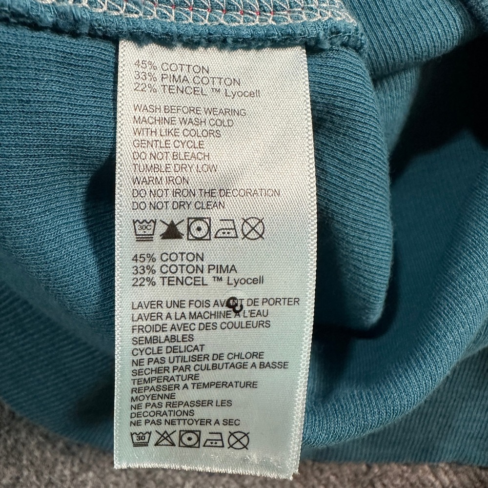 Tommy Bahama Men's 1/4 Zip Pullover Teal Blue Slub Knit Marlin Logo Size Medium - Picture 6 of 9